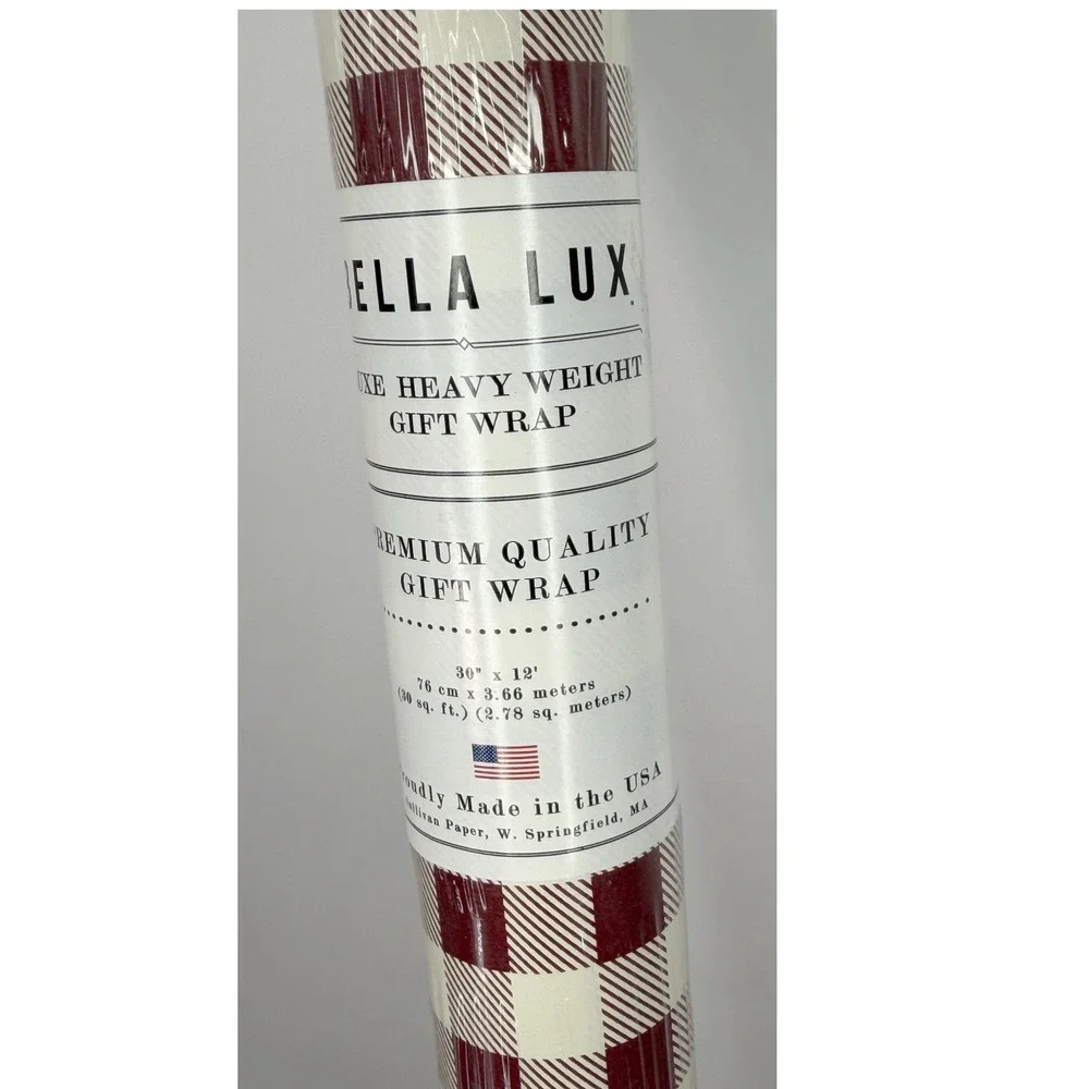 Bella Lux Luxe Heavy Weight Gift Wrap Red Cream Buffalo Plaid 30 sq ft 109-08